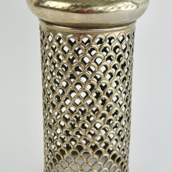Silverplate Vintage Embossed Silver Candle Lantern MISSING BASE - Picture 3 of 8